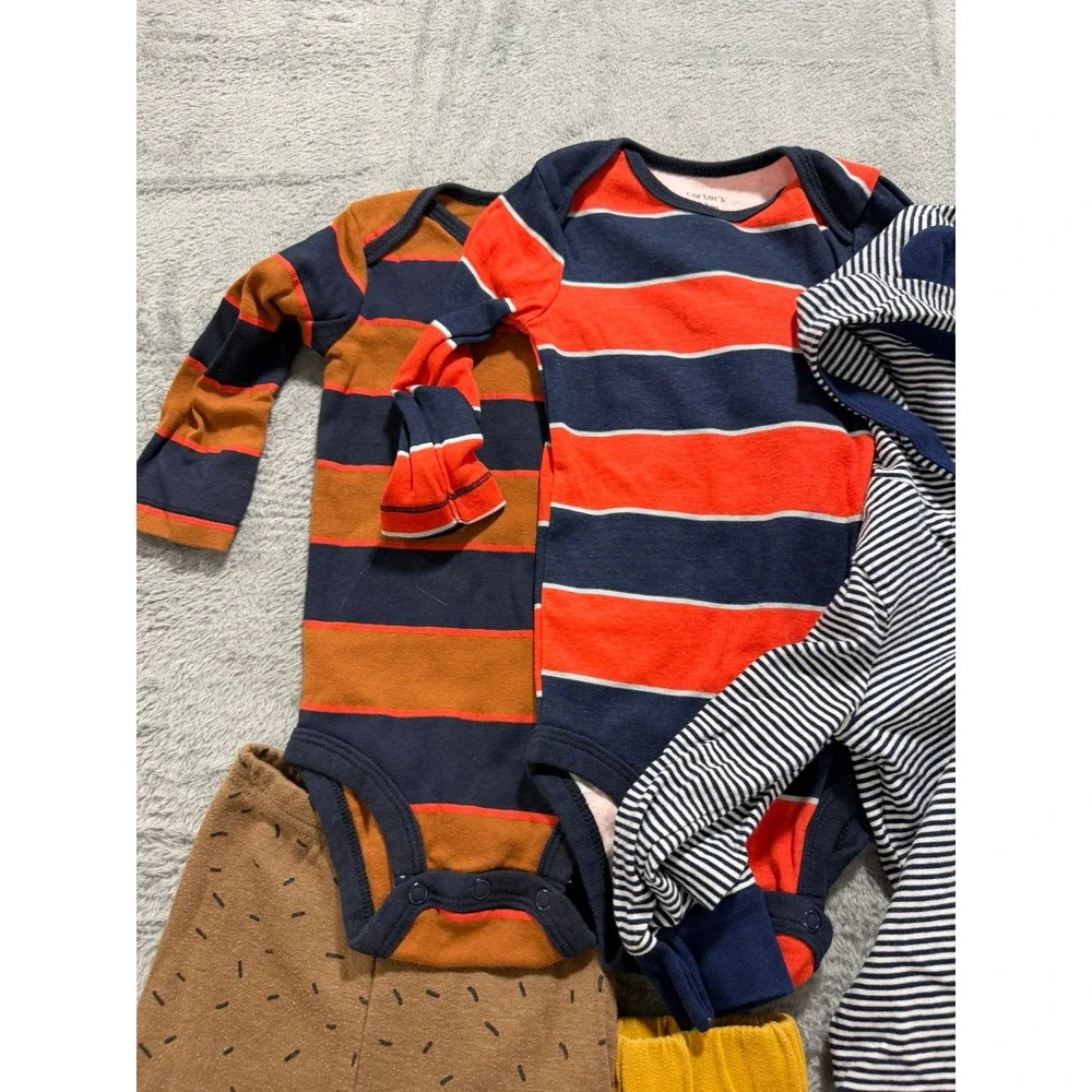 Carters Baby Boy 12M Clothing Lot 8pc Bodysuits Joggers Shorts Stripe Navy 12 Mo
